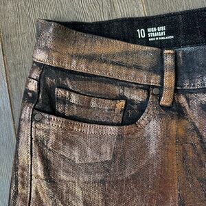 A.n.a Metallic High Rise Straight Leg Jeans, new!